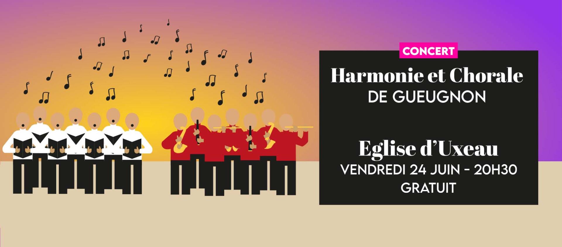 Affiche du concert de l'Harmonie et de la Chorale de Gueugnon
